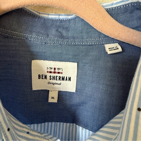 Ben Sherman Pinstripe Button Down Mens Short Sleeve Shirt Size XL - Picture 9 of 11